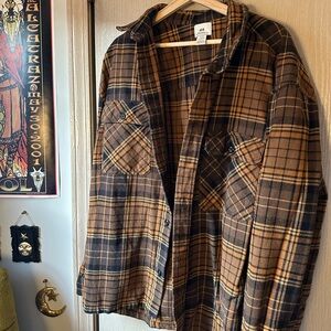 H&M Orange Brown Flannel